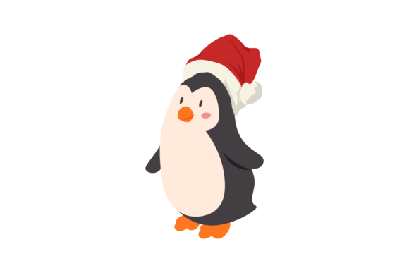 Adorable Animals Pinguin Wearing Christmas Hats Graphics