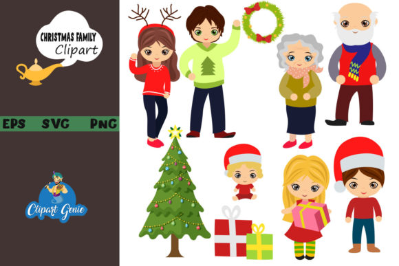 Christmas Family Clipart Bundle: Perfect for Festive Branding