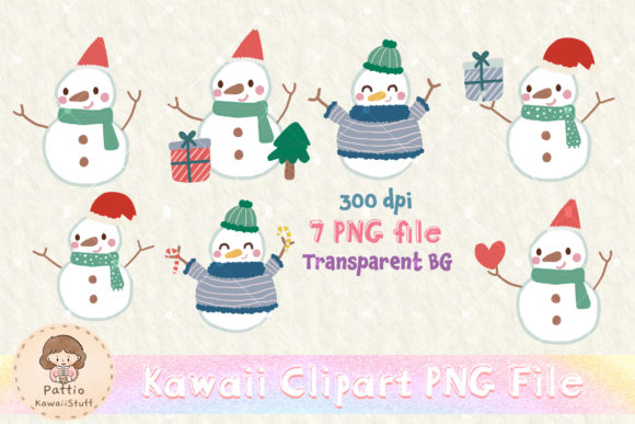 Cute Snowman in Winter Christmas Clipart for Graphics and Illustrations