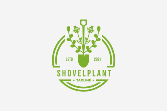 Evergreen Shovel Plant Gardening Logo for Graphics and Logos