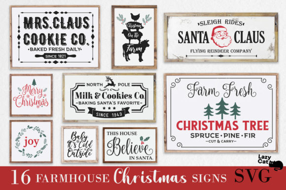 Farmhouse Christmas Sign Bundle: Perfect for Crafts & Graphics