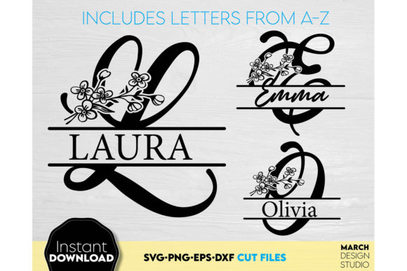 Hand Lettered Split Monogram Bundle SVG for Crafts & Graphics