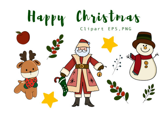 Happy Christmas Set Clipart: Perfect for Festive Graphics