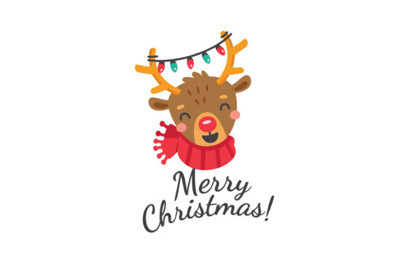 Merry Christmas Clipart with Deer: A Festive Graphics Asset