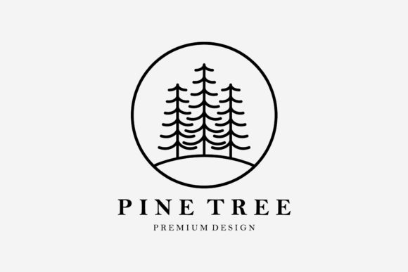 Minimalist Emblem Pine Forest Line Logo for Graphics and Logos