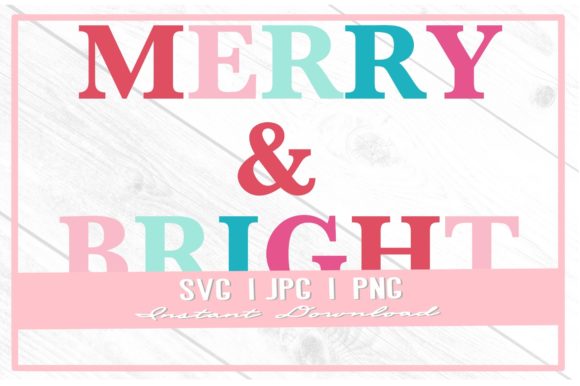Retro Rainbow Merry Bright Christmas Graphics