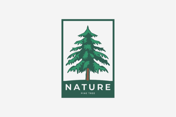 Vintage Woodland Charm: Label Pine Tree Logo